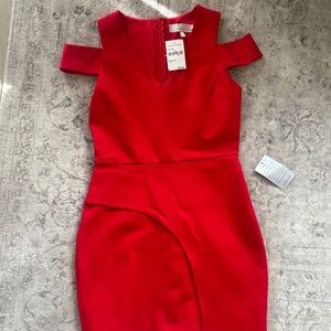 Asymmetric red party dress